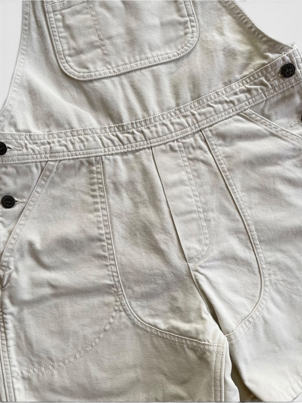 Patagonia Stand Up Off-White Cream Shortalls Overalls Cotton Bib Pocket Size S - Picture 4 of 10